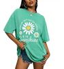 Women Summer Daisy Print T Shirt Crew Neck Loose Short Sleeve Casual Oversized Tee Tops 2026 New