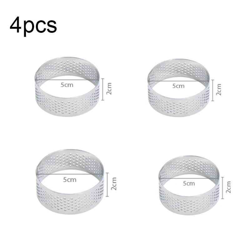 1/2/4 Stück 5cm Edelstahl Mousse Kuchenform Hitzebeständig Perforierter Runder Tarte Ring Kekse Gebäck Kreis Schneiderform Werkzeuge