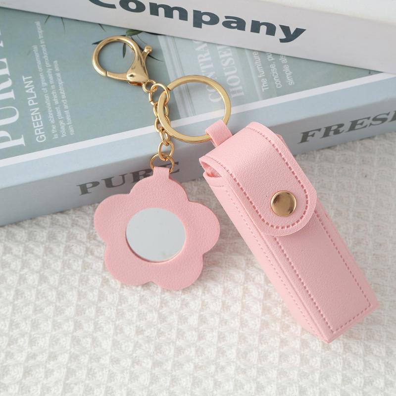 Travel Lipstick Bag with PU Leather Keychain Holder Keeps Lip Balm Safe and Accessible