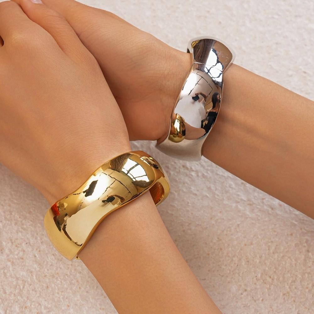 Gold Silver Color Metal Cuff Bangles Jewelry Accessories Exaggerated Bracelet  Girls