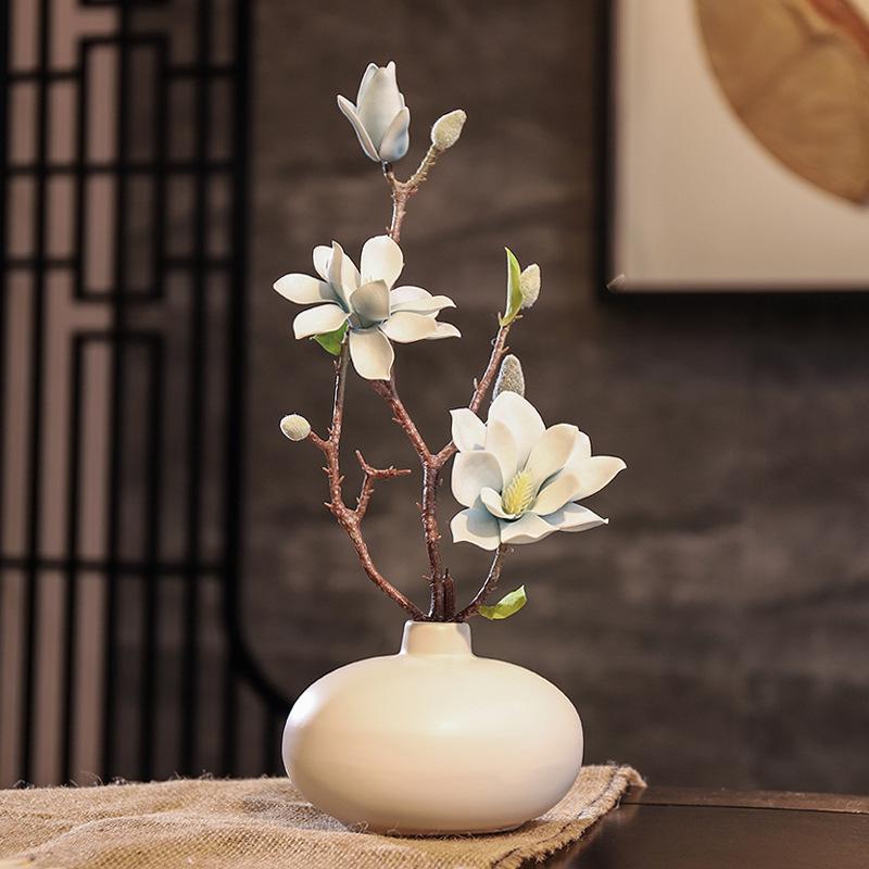High-End Artificial Silk Magnolia Flower Arrangement - Classical, Elegant Dried Flower Set for Home Decor