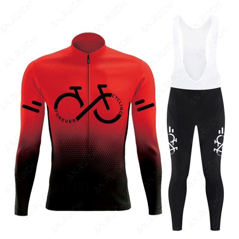 Fluorescent Color  Long Sleeve Cycling Clothing MTB Bike Uniform Maillot Ropa Ciclismo Men Bicycle Wear 2026 Autumn Breathable Cycling Suit Set