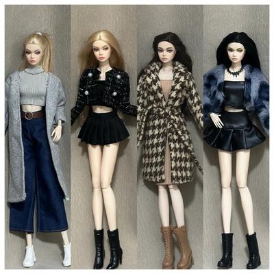 30cm Doll Clothing Set / Plush Coat Sweater Pants Skirt Dress Shoes Suit / Fashion Outfit for 1/6 Xinyi FR ST OB BB Doll