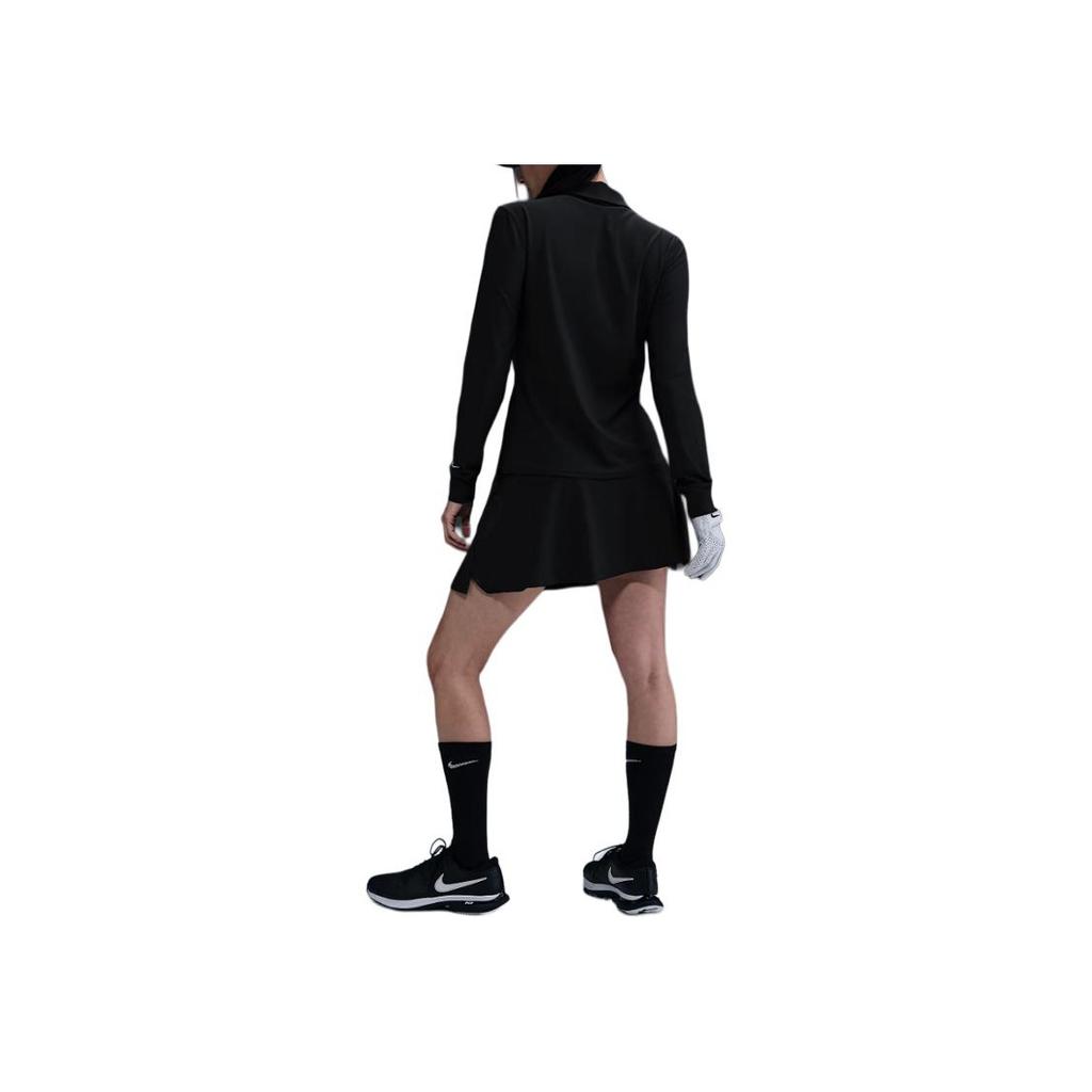 Nike Logo Quick-Dry Long Sleeve Polo Shirt Women Tops FQ1571-010