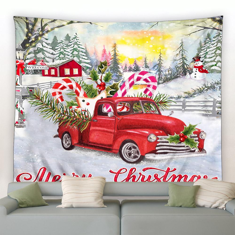 Christmas Snowman Christmas Tree Decoration Printed Tapestry Home Living Room Bedroom Room Wall Decoration Tapestry