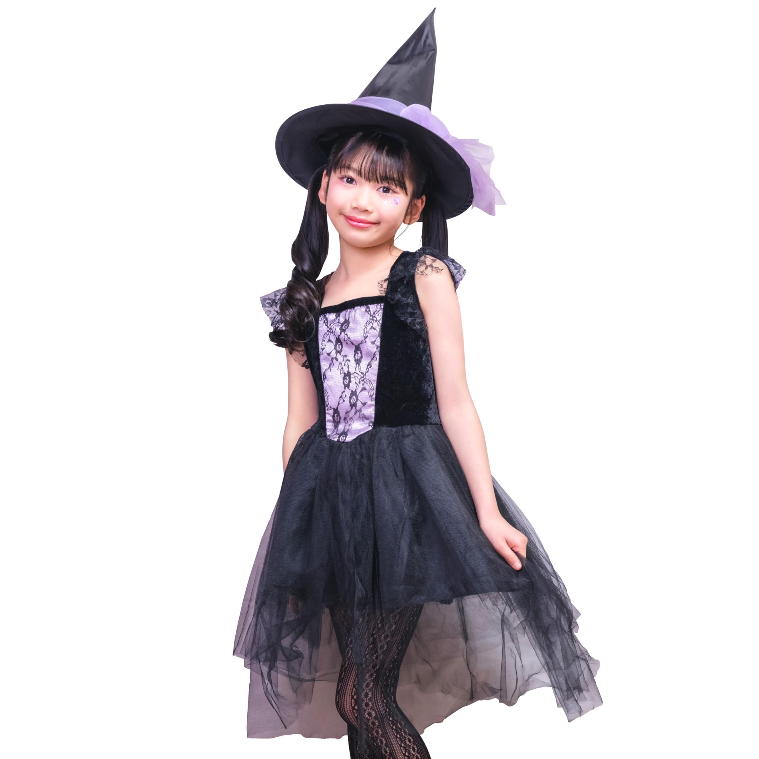 

Clearstone Halloween Noir Witch Cosplay Costume for Kids, 140cm Girls, Black