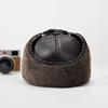 2026New PU Leather Winter Men's New Padded Warm Dad Old Man Leather Cap Middle-aged Windproof Ear Protection Duck Tongue Cap