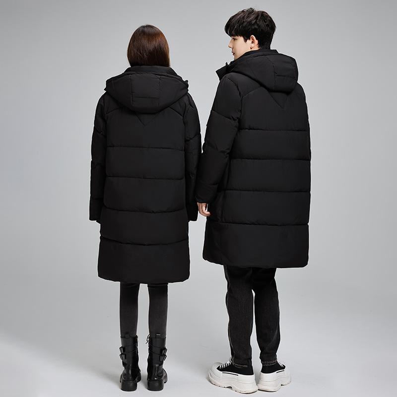 Couple Style Outdoor Thickened Hooded Down Cotton Jacket for Men and Women The Same Winter Medium-length Loose Cotton Jacket