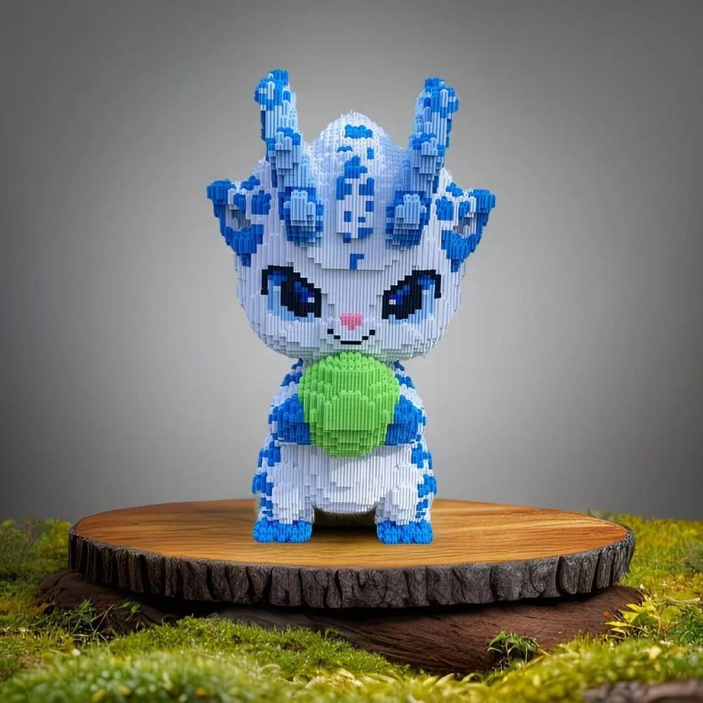 New Peach Blossom Dragon Rabbit Animal Micro Diamond Building Block Brick Toys For Kids Adult Decompression Home Ornament
