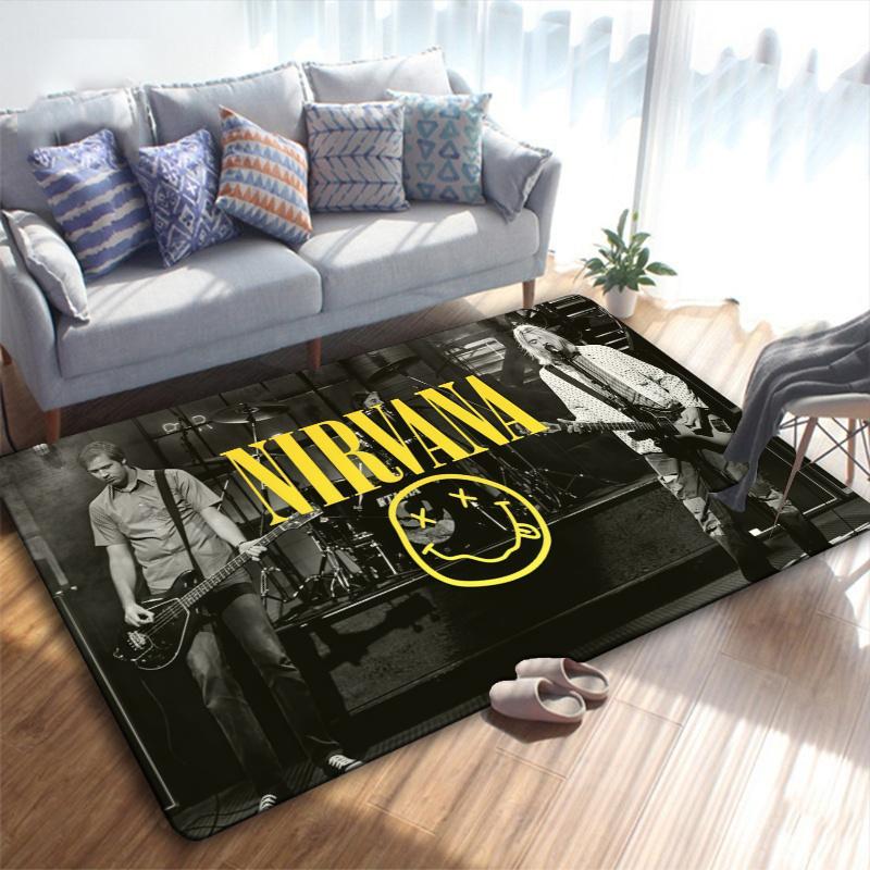 Nirvana Band Carpet Rug for Living Room Bedroom Home Sofa Decoration,Kids play Non-slip Floor Mat
