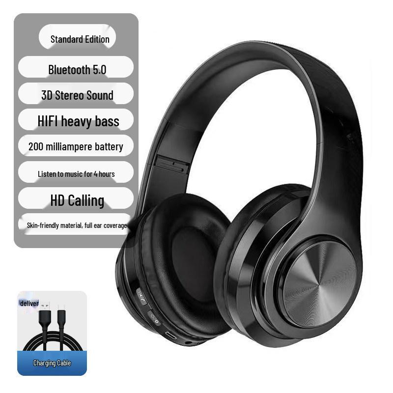 Wireless Over-Ear Bluetooth Headphones with Large Earcups, Noise-Canceling for Music, Sports, and Laptop Use