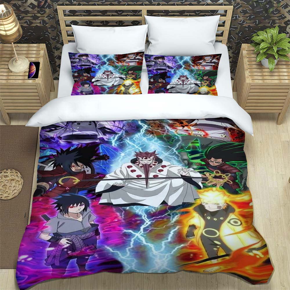 New 3D-Printed Cartoon Anime Uzumaki Naruto Bedding Set – Duvet Cover Set – A Luxurious Gift for Teens, Suitable for Double/Sing