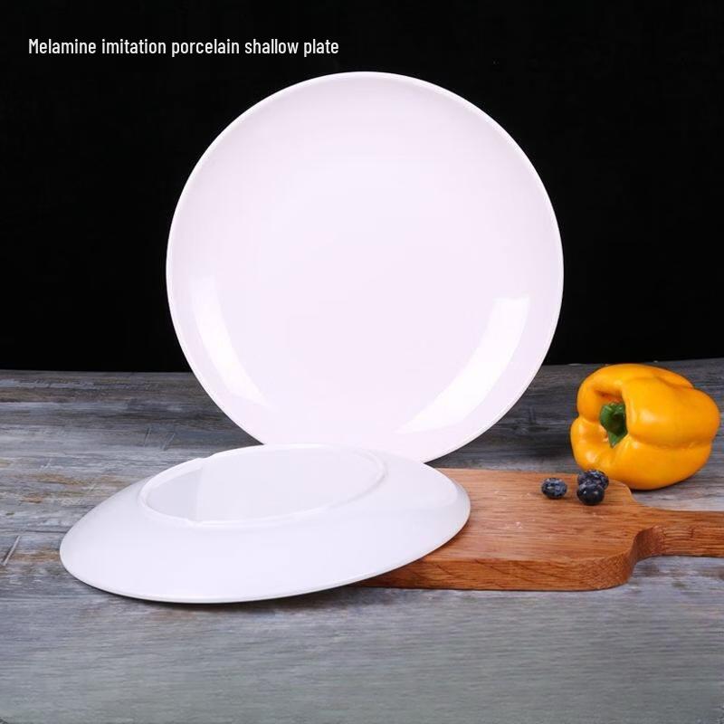 Commercial Melamine Imitation Porcelain Round Shallow Dinner Plates