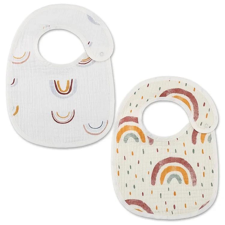 2pcs/set Cotton Baby Bibs Newborn Muslin Burp Cloths Infant Feeding Bib for Kids Boys Girls Soft Saliva Towel Baby Accessories