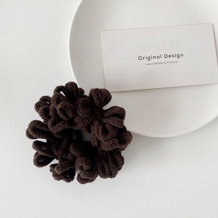 

Высокоэластичные осенне-зимние пушистые резинки для волос - бережные к волосам, модный черный аксессуар для хвостика кофейный