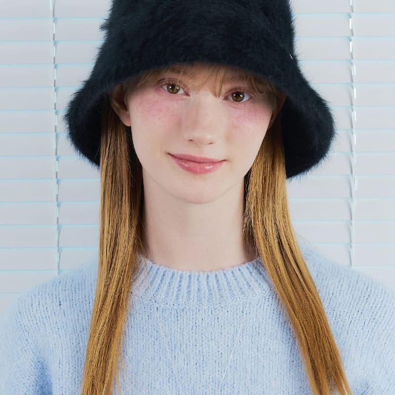 

ENGBROX классическая ангоровая панама-ведро с сердечком_черный black