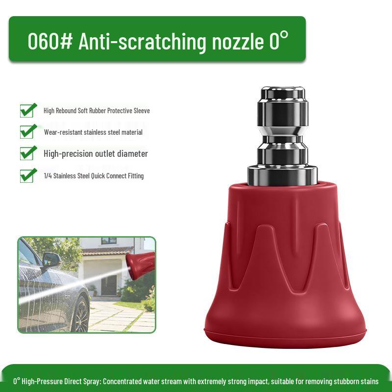 1/4 Quick Connect Colored Fan-Shaped High-Pressure Washer Nozzle with Stainless Steel and Rubber Sleeve
