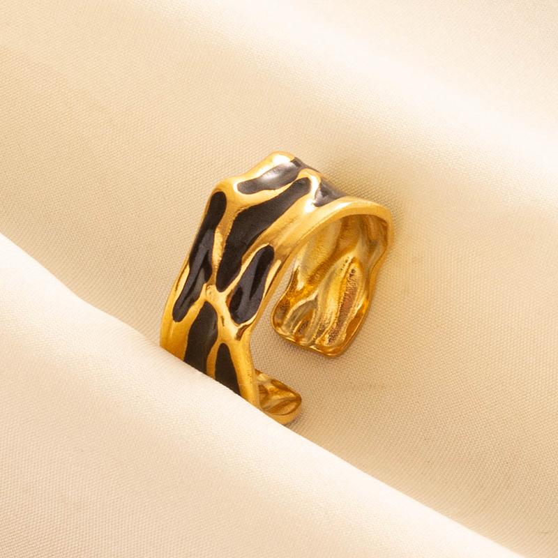 Balck Enamel Gold Plated Heart Fire Evil Eye Stainless Steel Ring Vintage Finger Jewelry Sun Moon Star Rings For Women Men Bague