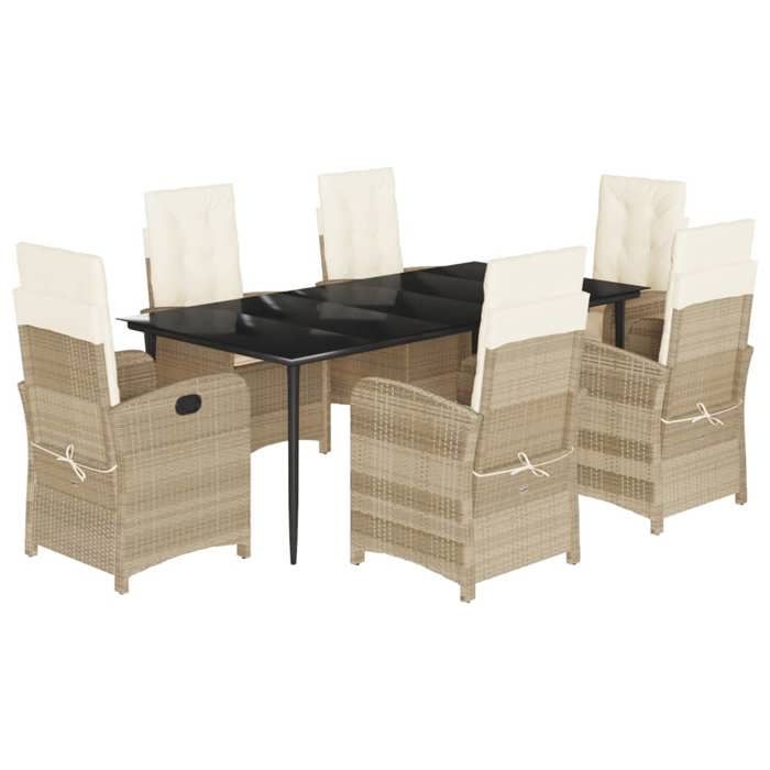 VidaXL Ensemble à Manger de Jardin avec Coussins 7 pcs, Table et Chaises avec Dossier Réglable, Meubles d'Extérieur Patio 3212377