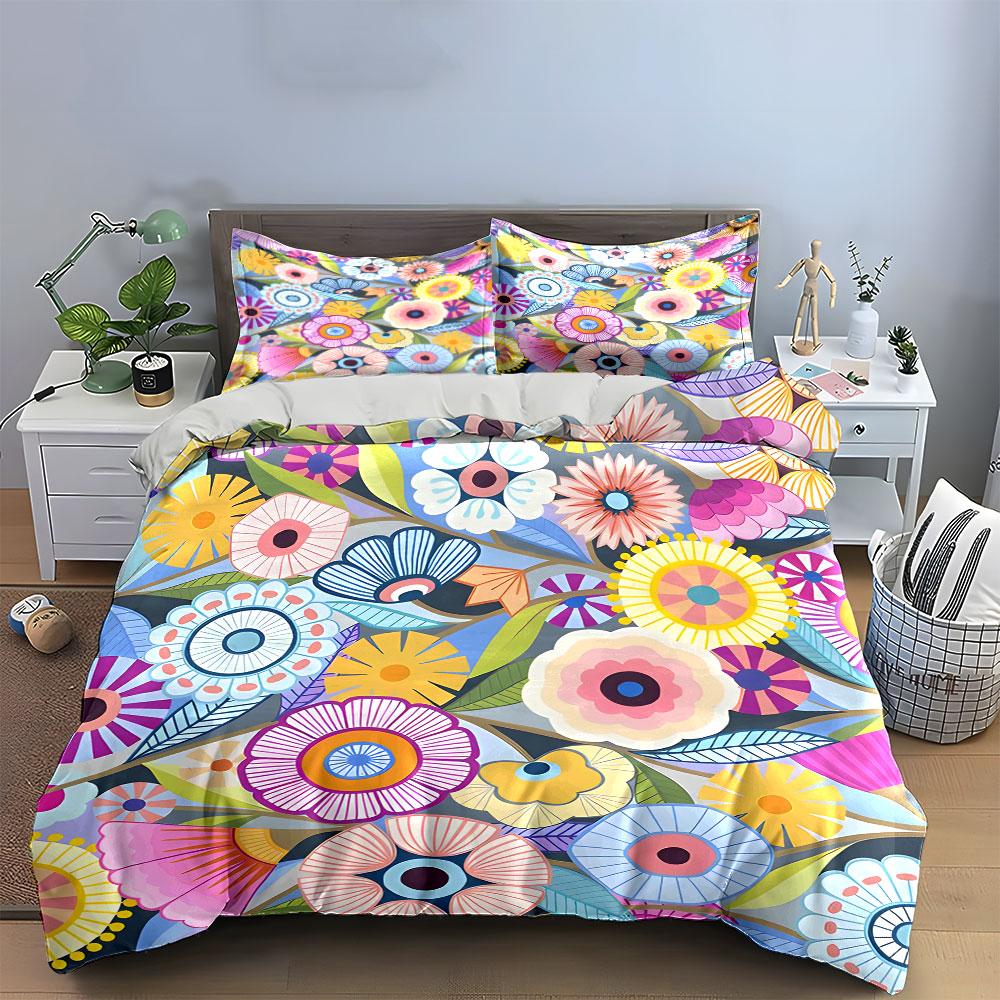 Floral Pattern Home Decor Set Multiple Sizes Kid'S And Adults' Bedroom Exquisite 3Pc Bedding Set, Gift