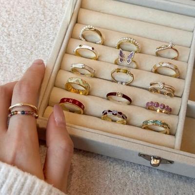 Colorful Butterfly Enamel Sterling Silver Open Ring - Women's High-End, Light Luxury, Ins Style, Non-Fading.