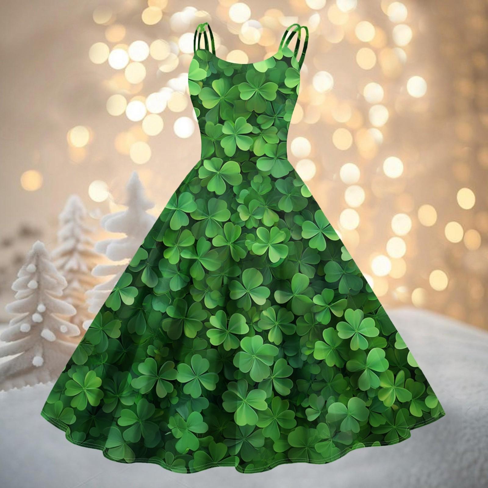 

Женская мода ул.. Сексуальное коктейльное платье без бретелек с принтом ко Дню Святого Патрика в стиле панк, винтажное платье. S