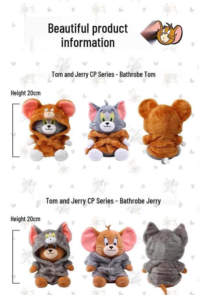 Genuine Tom and Jerry Plush Toy: Tom Cat in Bathrobe Costume - Birthday Gift for Children
