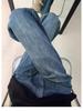 Women's Plus Size High-Waisted Fleece-Lined Blue Retro Wide-Leg Jeans - Autumn/Winter