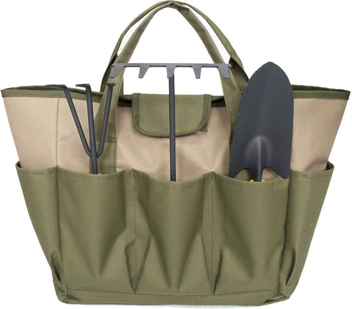 Sac à outils de jardin AIMOONSA 8 poches en tissu Oxford - résistant, autoportant, vert
