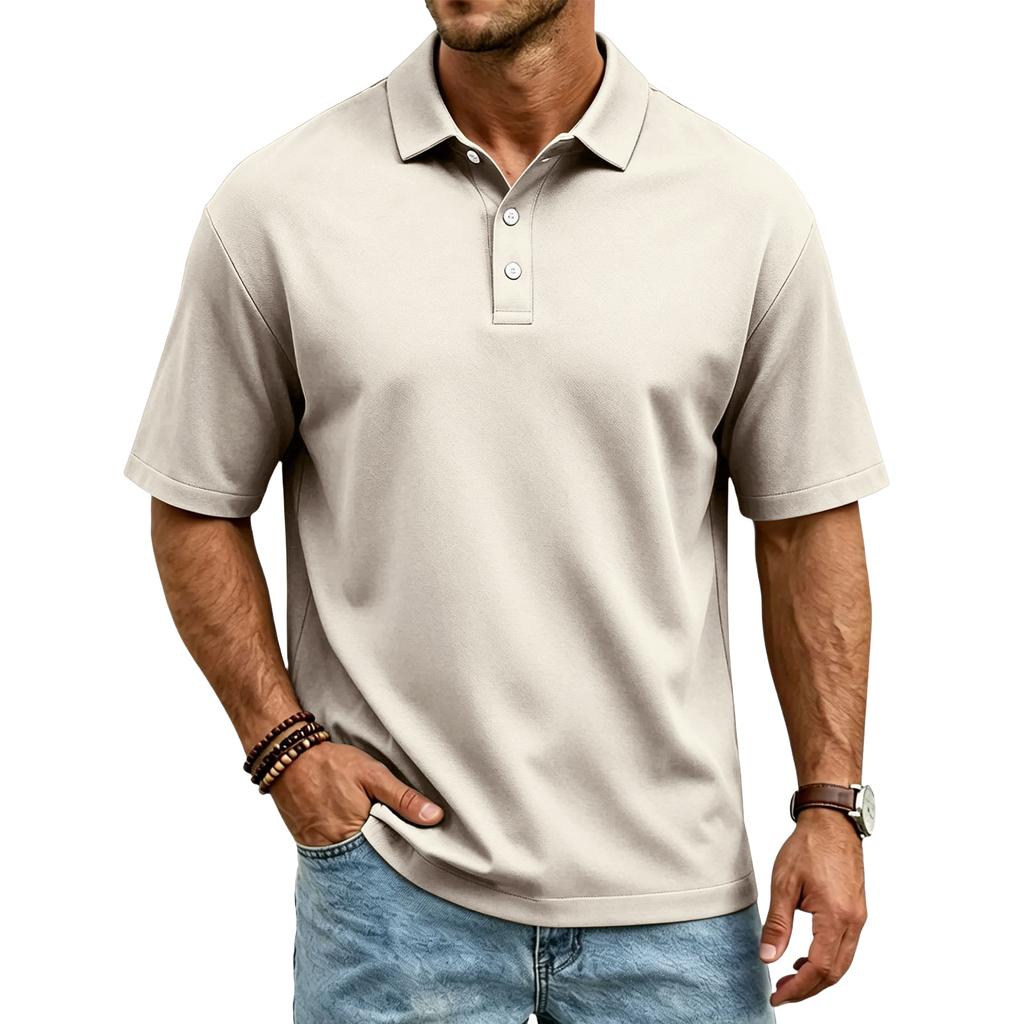 Men’s Casual Quick Dry Mesh Golf Polo Shirt Short Sleeve Lightweight Breathable Classic Fit Button Placket Top for Outdoor Sports Daily Wear