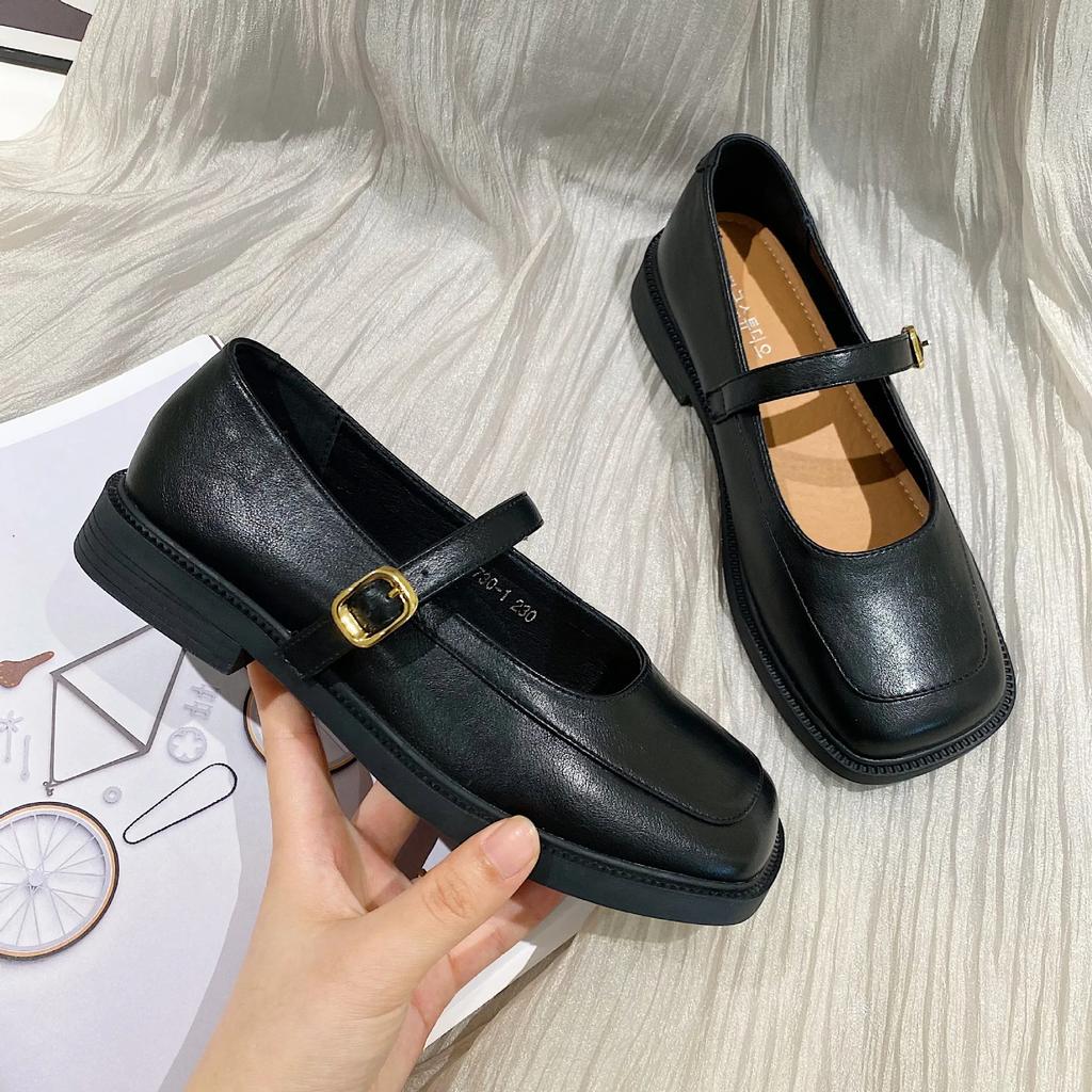 Shallow Mouth Retro Dámské Boty Oxfordky Ležérní Dámské Tenisky Britský styl Hranatá špička Letní Nové Kožené Preppy Šaty