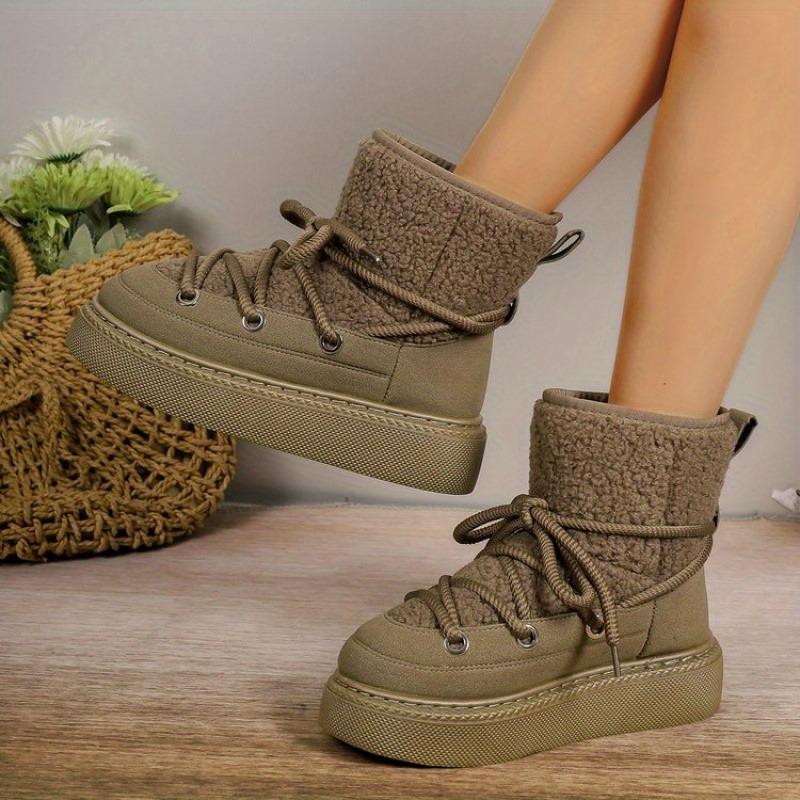 Big Size Thick Bottom Cross Strap Snow Boots 2025 Fall and Winter New Thickened Mid-calf But Not Knee Warm Women's Boots