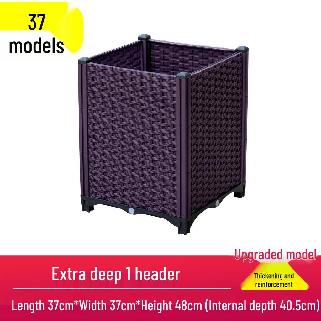 Outdoor Flower & Vegetable Planter: Large Rectangular Plastic Box for Balcony & Rooftop Gardening