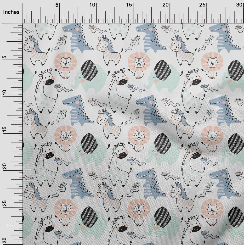 oneOone Cotton Flex Amethyst Fabric Kids Cutie Animal Sewing Material Print Fabric by The Yard 40 Inch