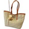 Seaside Beach Vacation Straw Bag Women'S Summer Commuter Shoulder Bag Hollow Woven Tote Bag