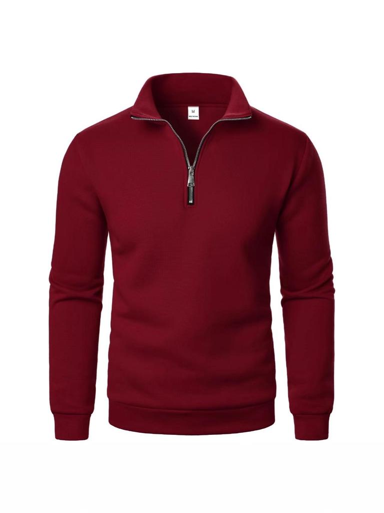 Men's Trendy Half-Zip Stand Collar Casual Hoodie