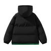 Thickened cotton jacket men's youth winter warm short cotton jacket matchwork couple style hooded padded jacket trendy cotton clothes