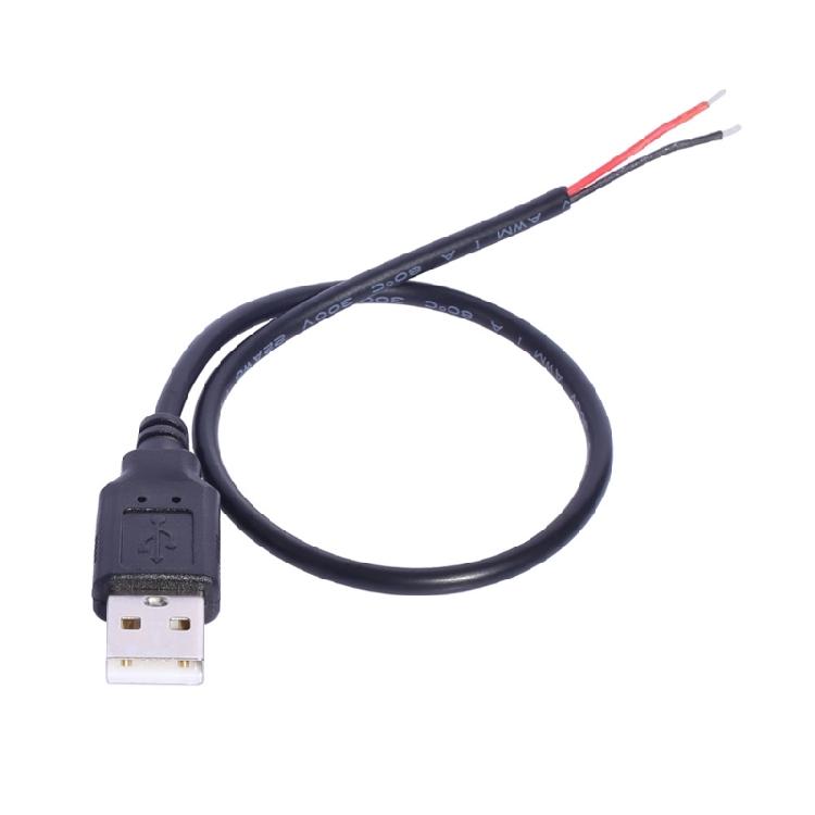 USB Power Pigtail Cable USB Male to 2 Pin Bare Wire Open End Power Pigtail Cord for LED Fan Camera Accessories