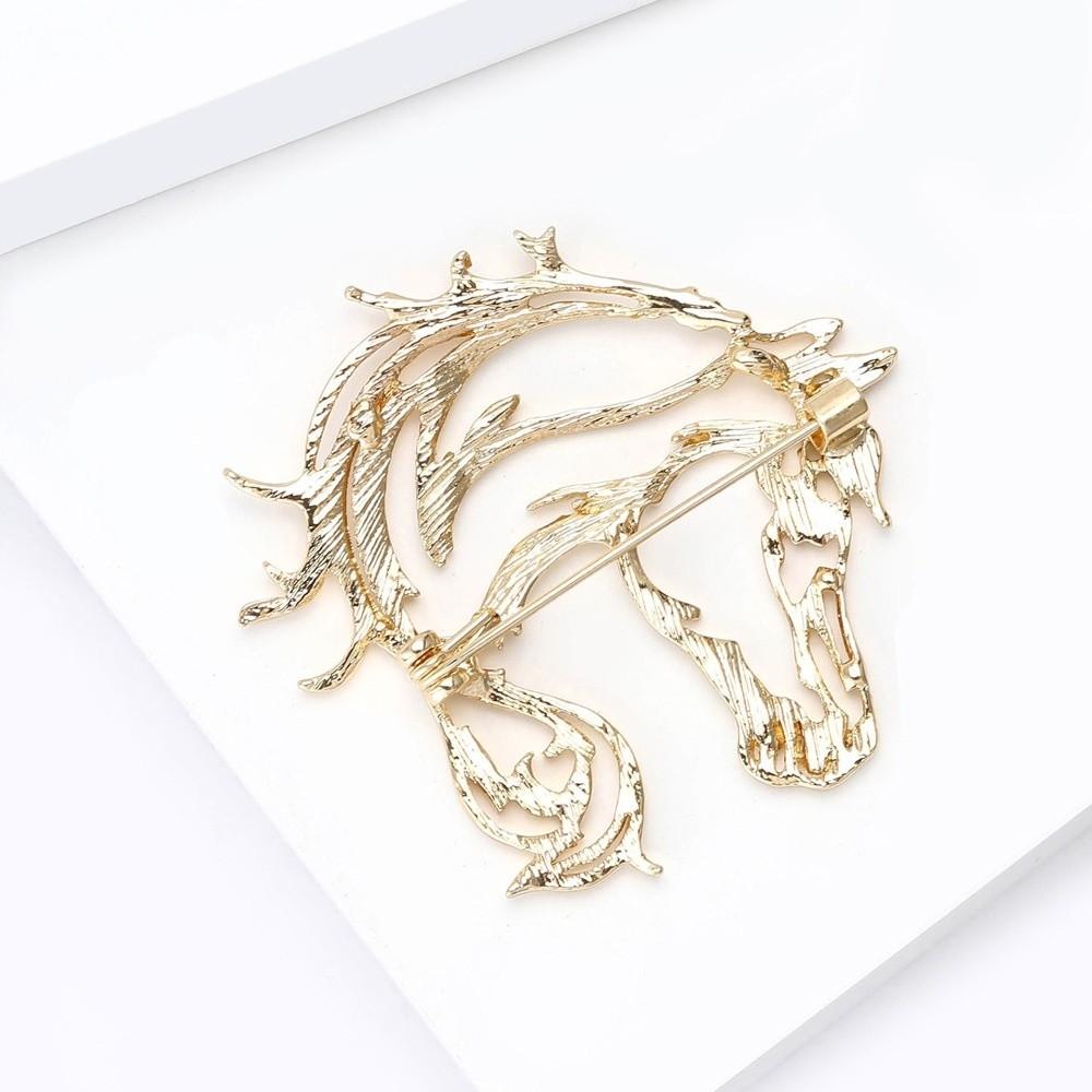Unisex Durchbrochene Pferdebroschen Metall Klassischer Stil Pferdekopfbroschen Schlichtes Design Tieranstecknadeln Neujahrsgeschenk