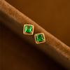 Huitan Gold Color Princess Green Cubic Zirconia Stud Earrings for Women New Temperament Wedding Earrings Fashion Luxury Jewelry