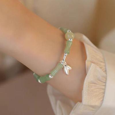 Elegant Chinese Bamboo Bracelet - Light Luxury Versatile Design for Women, Students, and Fairy-Like Style Enthusiasts
