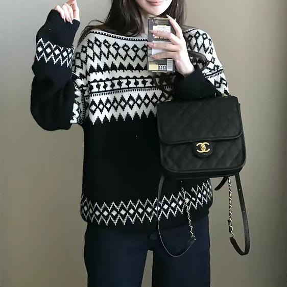 2026 Autumn/Winter French Chic Jacquard Sweater - Soft, Stylish, and Elegant for Women