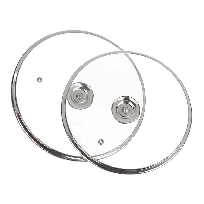 Visible Pot Cover Tempered Glass Pot Lid Stainless Steel Rimmed Pan Lid Spill Shatter-Proof Round Chef Glass Cover