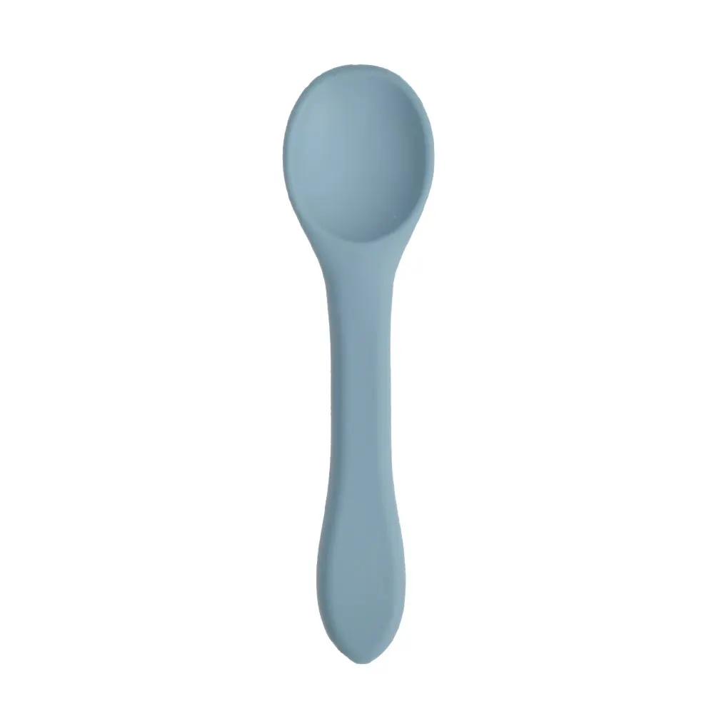 1PCS Full Silicone Spoon For  Utensils Food Grade Silicone Free Dishes Feeding Set Easy To Rinse  Tableware