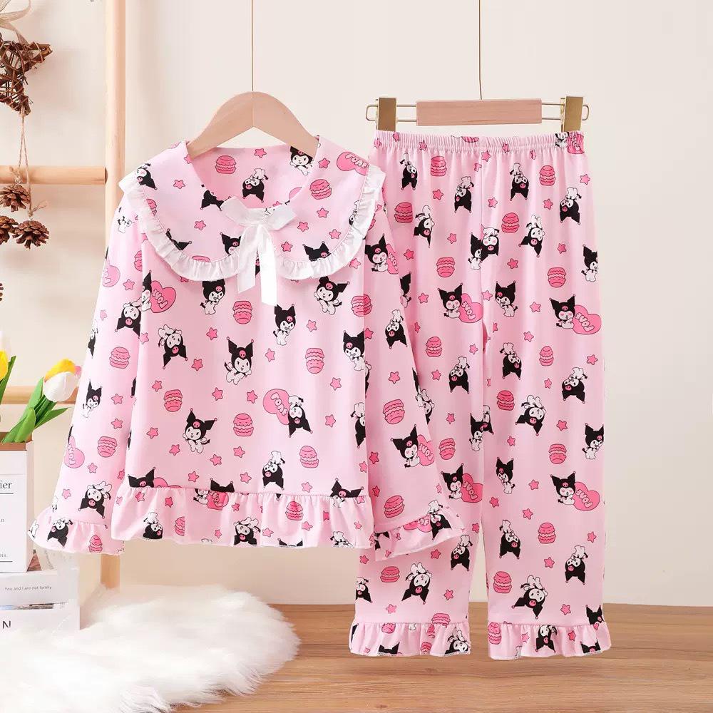 

Девочковый комплект пижамы с длинным рукавом Принцесса с кружевом и воротником-куклой - Мультяшный дизайн, Весна/Осень Size 14 (125-135cm)