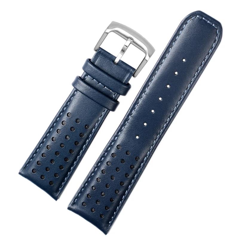 22mm 23mm Cowhide Watch Strap For CITIZEN Blue Angel Radio Wave Watch Band AT8020-54L/8020-03L/JY8078 Curved End Yellow Bracelet