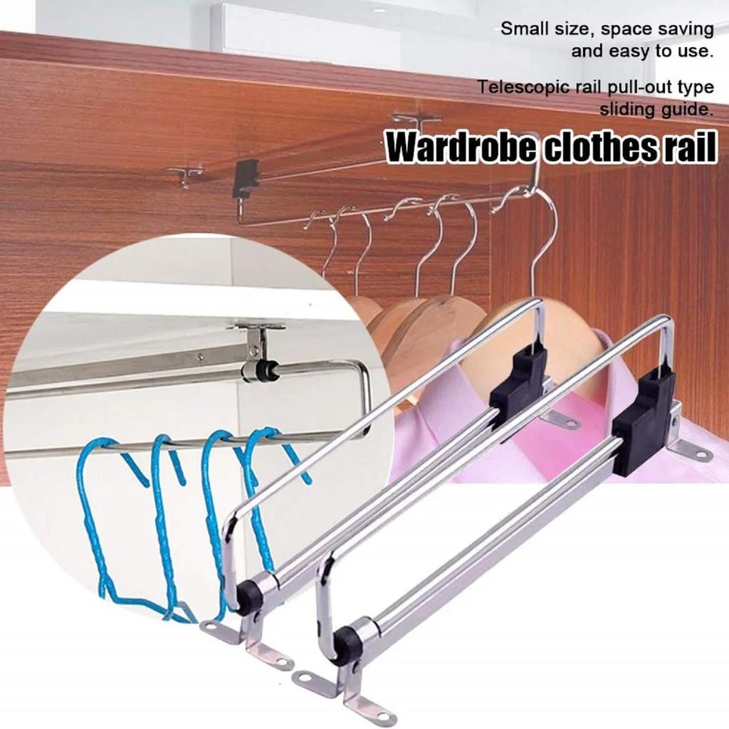 Retractable Closet Hangers Vertical Pull-Out Top Mounted Shallow Cabinet Hanging Rod for Trouser Storage No Hole Drilling Requir