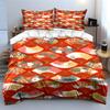 Japanese Fan Pattern Fabric Set Bedding Set with 1 Duvet Cover 2 Pillowcases Single Double King Queen, Gift