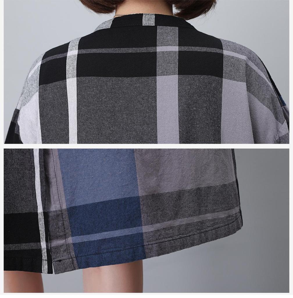 2024 Autumn Women's Plaid Mid-Length Loose Casual Dress