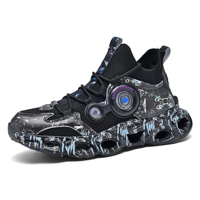 

Graffiti camouflage fly-woven sports and leisure shoes, trendy shoes, running shoes, ultra-light, breathable and lightweight 46 чёрный